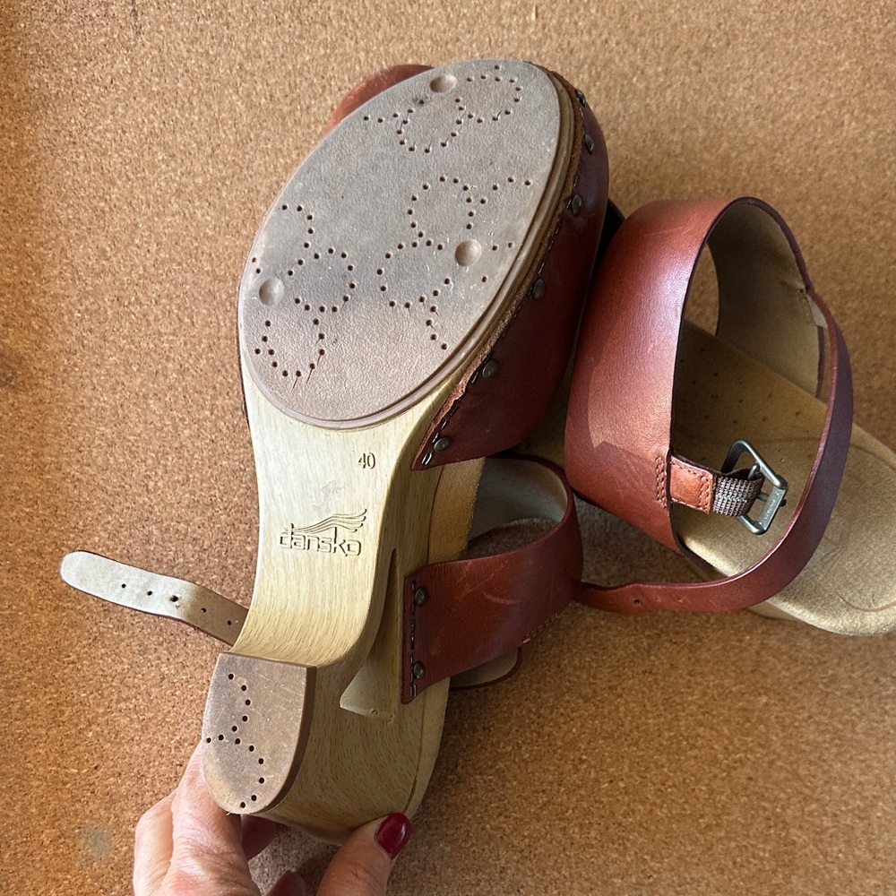 Dansko Brown Leather Mules - Picture 2 of 3